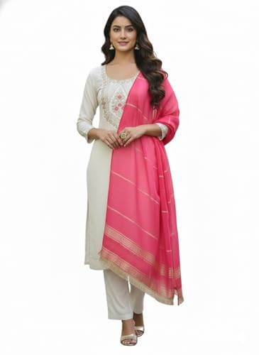 Image of GRECIILOOKS Kurta Sets for Woman | Kurti Set | Women's 3 Piece Dupatta Set | Silk Cotton Kurta Sets for Woman | Elegant Suit Set for Women Cotton | Women Kurta with Dupatta Cotton