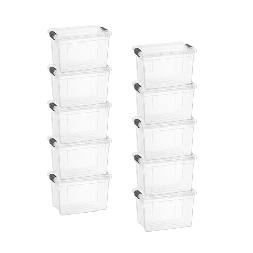 Image of Superio 4.75 Quart Clear Plastic Storage Boxes with Lids, Stackable Organizer Containers, BPA-Free Storage Bins for Home, Office, School & Dorm, 10 Pack