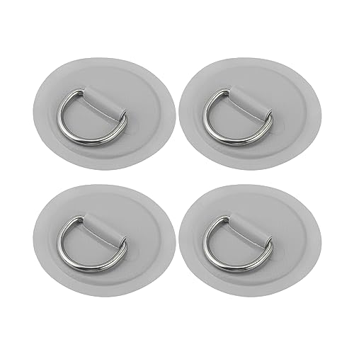 X AUTOHAUX 4pcs 11cm Gray D Ring Patch Pad PVC Stainless Steel for Surfboard, Grey