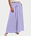 Lastshe Plus Size Women Loose Linen Teacher Dressy Wide Leg Pants Cute Fashion Ladies Dresses Pants,Light Purple,2X