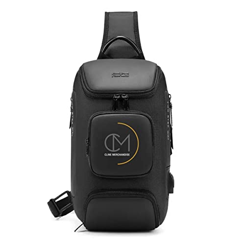 Sac à bandoulière pour homme en nylon noir imperméable avec port USB