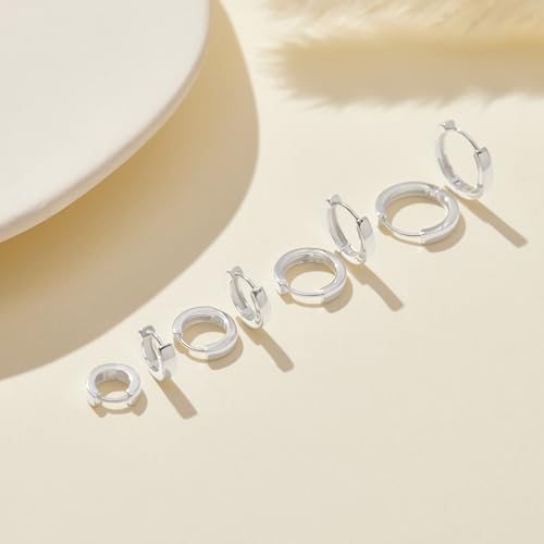 Image of Small Gold Huggie Hoop Earrings Set for Women Men Hypoallergenic 14K Plated Stack Cartilage Earrings, Sterling Silver Multiple Piercing Lightweight Mini Thin Cute Dainty Trendy Jewelry Gifts for Women