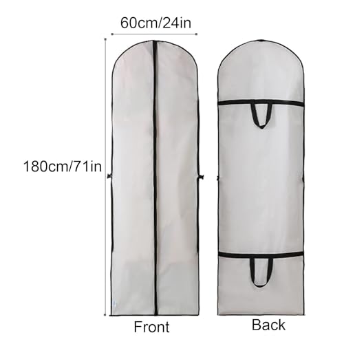Dress Bags for Gowns Long, 71'' Long Dress Garment Bag,Foldable Dust Cover with Handle(Black)2