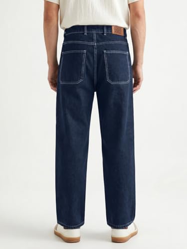 Image of Urbano Fashion Men's Loose Baggy Fit Washed Denim Jeans Non-Stretchable