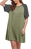 YYA Soft Sleepwear Womens Short Sleeve Nightgowns Sleepshirts Crewneck Night Shirts