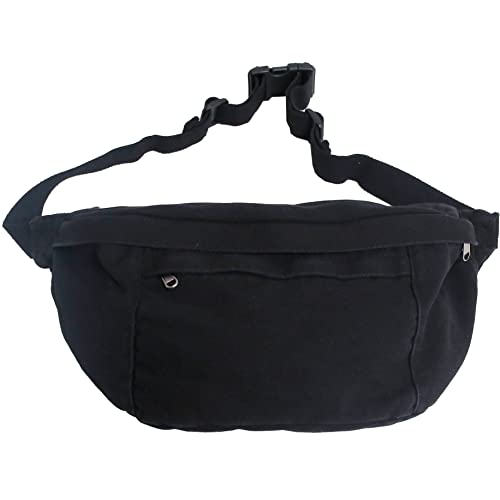 Riñonera cruzada para mujeres y hombres, riñonera grande con correa ajustable para entrenamiento, viajes, deportes, correr, Negro -, L, Bolso cruzado