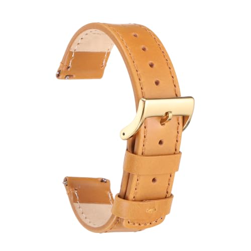 Correa de reloj de cuero vintage 22 mm con hebilla dorada de alta gama