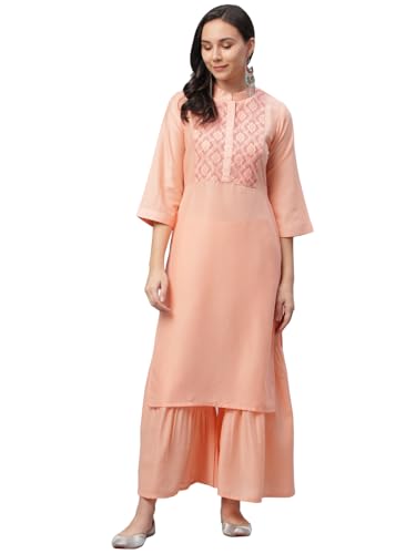 Image of Libas Women's Crepe Printed Straight Kurta Suit