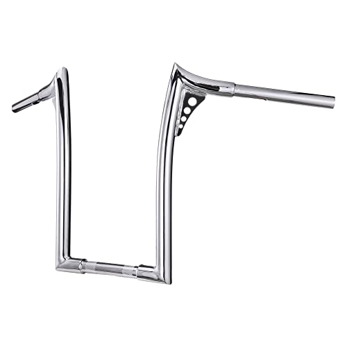 Mokitdora Sportster Dyna Softail 14" Rise Ape Hangers Meathook Handlebar 1-1/4" Fat 1" Clamp Z Bars For Harley Xl 883/1200,1994-Up Road King & 1998-2013 Road Glide, Chrome #TOP18