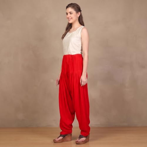 Image of FASHION GALLERY Women's Rayon Relaxed Fit Patiala Salwar with Full Length Drawstring Closure Type and Flexible Waist | Patiala Pant for Woman Free Size Fit Upto XXL