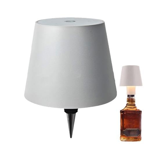 Mingchengheng LED Wine Bottle Lamp - Wireless Bottle Lamp - Dimmable Wine Bottle Light Touch Control Table Lamp, Portable Wine Bottle Night Light for Bar Restaurant Room (White, Tricolor Light)