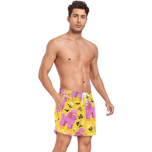 Poodle Spring Flower Men's Swim Trunks with Liner Quick Dry Beach Shorts Swimwear Bathing Suit S-XXL4