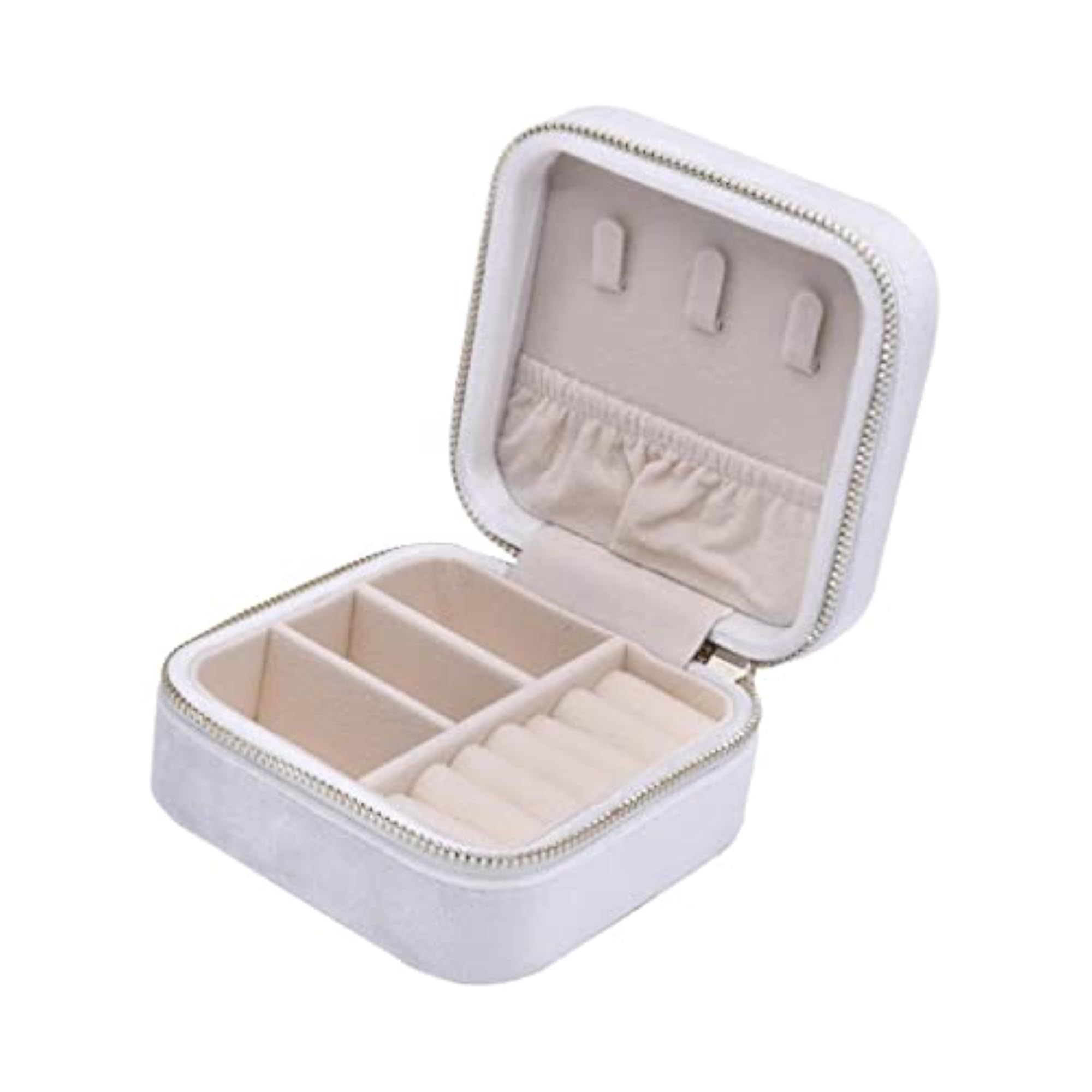 Two Layer Jewelry Box Organizer with Zipper for Women