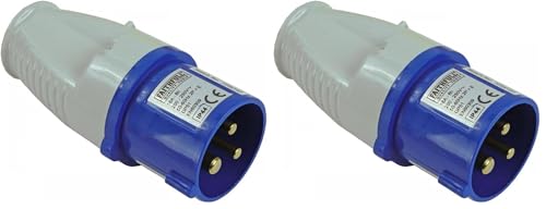 Image of Faithfull PLUG16AMP 240V 16A Replacement Blue Plug - For use with trailing leads (Pack of 2)