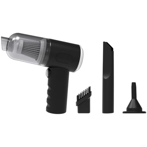 SMZhomeone Aspirador de mano recargable USB 11000Pa doble succión soplado inalámbrico con filtro lavable para la limpieza del coche del hogar plástico negro 147 cm (A)