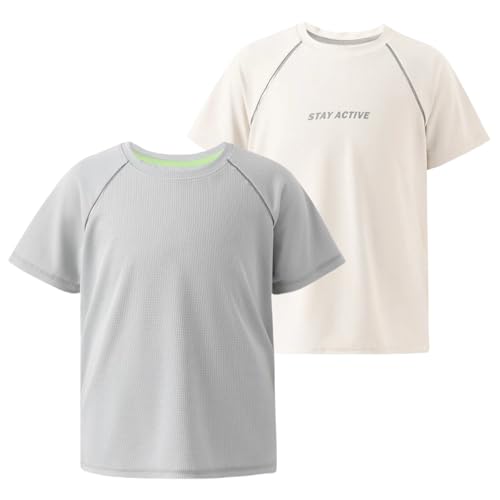 PATPAT 2 Pack Boys T-Shirts with Ultra Lightweight & Quick Dry, Short Sleeve Athletic Shirt for Kid Youth, Size US8/S - Main Image