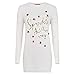 Produktbild NOROZE Damen Weihnachten Pullover Tunika-Kleid Sweatshirt Frauen Xmas Pull Oberteil Lose Lange Ärmel Pullover Lässig Blusen (M, Paillette Funkeln Ekrü)