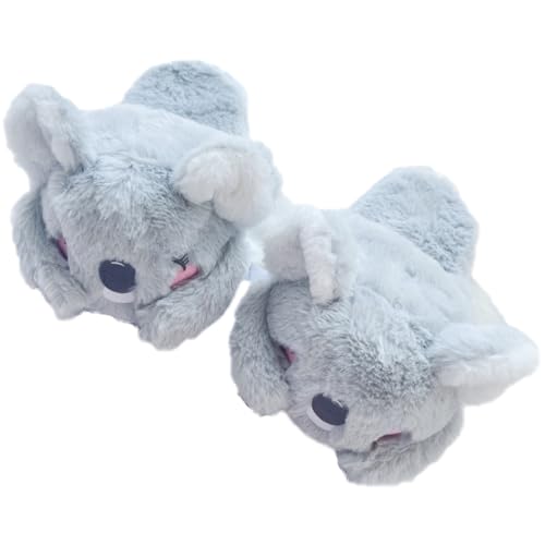 Cute Koala Animal Novelty Soft Plush Slippers for Adults, Cozy and Comfortable, Sturdy Rubber Soles, Memory Foam Footbed, Non-skid Bottoms Home Shoes