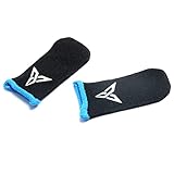 HUAYUWA 1 par de guantes de dedos a prueba de sudor, pantalla táctil, controlador de juego para pulgares y dedos para PUBG teléfono móvil, negro + azul