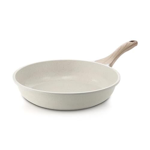 Baterías De Cocina, Kitchen DAHAN Sartenes Antiadherentes Blanco, Sartén de chef de Piedra de Granito,Sartenes de Ceramica con Mango de Baquelita Bateria de Cocina 24 cm