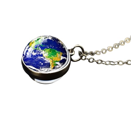 Collier univers espace lune soleil terre pendentif nébuleuse