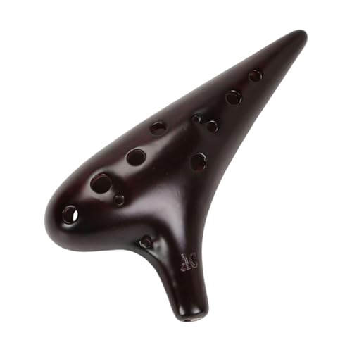 LeeQinersw Petit Ocarina 12 Trous Alto En Do, Instrument de Musique Portable En Céramique avec étui et Bandoulière, Idéal pour Les Enfants, Noir