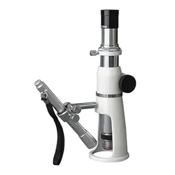 AmScope H100 Handheld Stand Measuring Microscope, 100x Magnification, 17mm Field of View, Includes Pen Light
