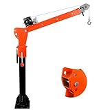 Heavy-Duty Truck Bed Crane 1100 LBS Capacity, 2000 LBS Electric Winch Truck Mounted Crane, 360° Swivel & Adjustable Boom for Lifting in Automotive, Construction & Workshop