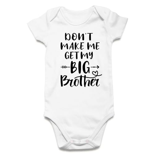 UNIFACO Little Sister Brother Newborn Outfit Baby Funny Clothes Don't Make Me Get My Big Brother Infant Romper 0-3 Months