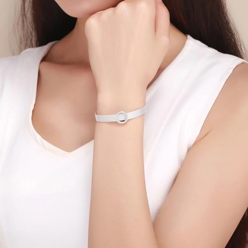 Charm de clip redondo plata de ley 925 compatible con pulsera Pandora Reflexions 3