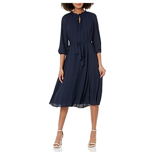 Nanette Nanette Lepore Women's Pleated Dress with Tie String, Nanette Navy, 8