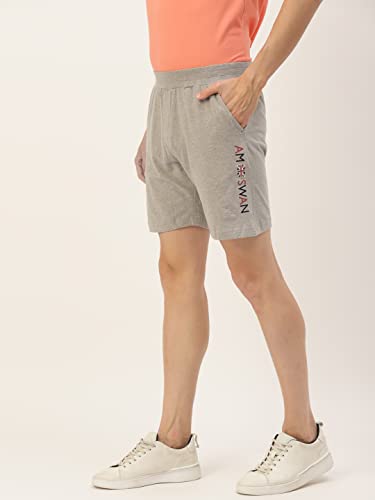 Image of AM SWAN Mens Premium Cotton Colourblocked Printed Stylish Comfort Knee Length Shorts