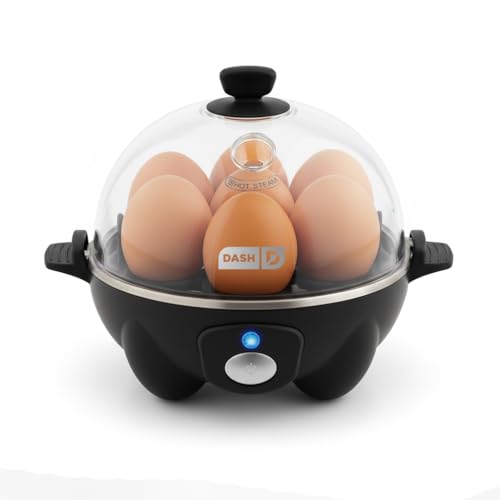 Dash Rapid Egg Cooker - Boiler, Poacher & Steamer - Includes Measuring & Recipe Guide - Dishwasher Safe - BPA Free - Holds 7 Eggs, Black