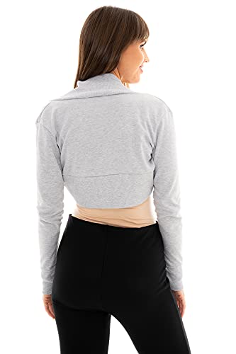 Image of Loxdonz Women Long Sleeve Bolero Shrug Cropped Cardigan Crop Top
