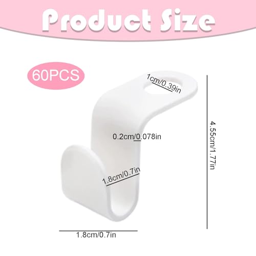 60PCS Hangers Space Savers, Clothes Wardrobe Wizard Hooks, Multi-layer Space Saving Wardrobe Wizard, Hanger Connector Hooks for Wardrobe Organise Space Saving(White)