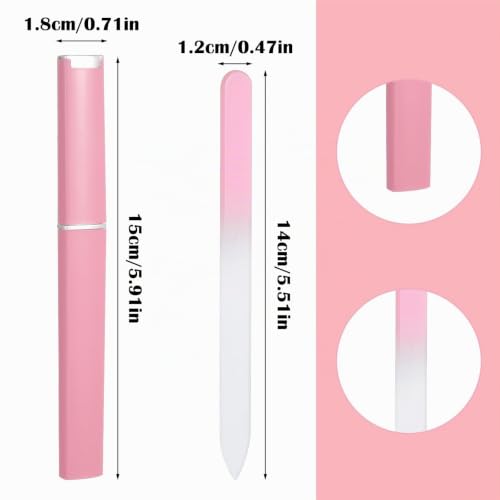Wanmu 3 Stück Profi Nagelfeile, Glas-Nagelfeilen Fingernagelfeile mit Etui Doppelseitig Kristalloberfläche Nagelfeilen Professionelles Maniküre-Werkzeug für Frauen