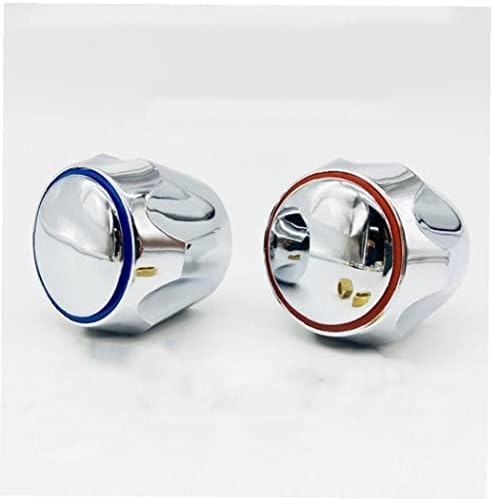 Onsinic 2pcs Universal Faucet Handle Knob Replacement Hot Cold Tap Switch Kitchen Bathroom Sink Components, Silver, 39*32mm