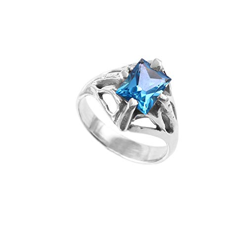 Bague en argent sterling 925 et topaze bleue suisse éclatante pour femme