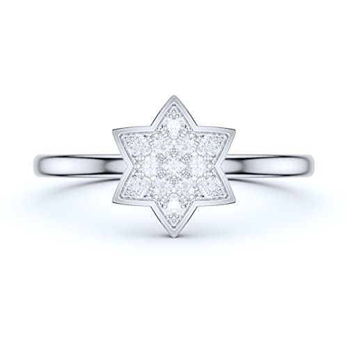 Prstani Real 10K White Gold Five-Pointed Star Top Full Of Simulated Diamonds Engagement Ring Promise Ring (5) #TOP2