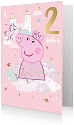 Danilo Promotions Ltd Official Peppa Pig Age 2 Birthday Card, Princess Peppa Pig Card mutliple colours PG057