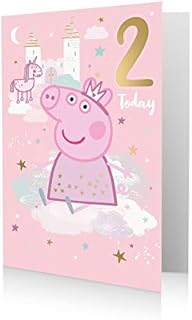 Danilo Promotions Ltd Official Peppa Pig Age 2 Birthday Card, Princess Peppa Pig Card mutliple colours PG057
