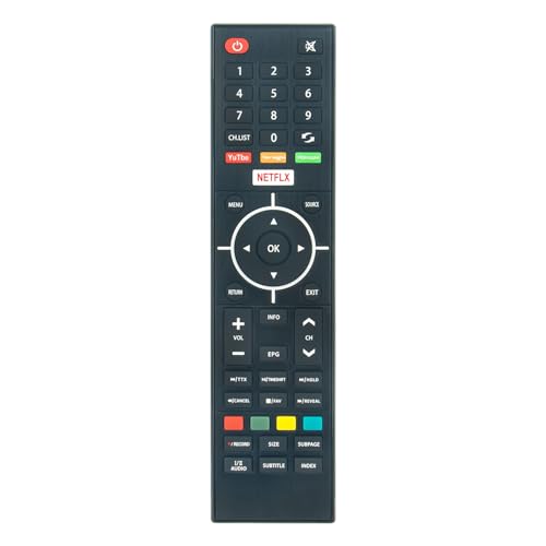 VINABTY Replacement Remote Control Compatible with VELTech TV VEL32SM01UK, black/white/silver