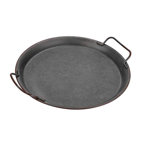 SUMTREE Decorative Metal Iron Tray Industrial Farmhouse style Round Organizer Home Decor Tray with Handles Glitzhome Galvanized Serving Tray Tin 30CM
