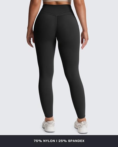 Aoxjox Trinity Pantalon de Yoga Taille Haute avec Poches pour Femme, contrôle du Ventre, Taille croisée, Legging d'entraînement, A Noir (Taille en V), S – vue 4