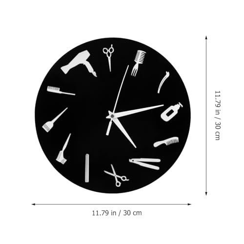 Reloj de peluquería silencioso en acrílico negro para decoración de paredes de salones 6