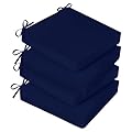Basic Beyond Outdoor Chair Cushions for Patio Furniture, Waterproof Outdoor Seat Cushions Set of 4 19 x 19, Patio Chair Cushions Set of 4 with Ties and Handle, Navy Blue