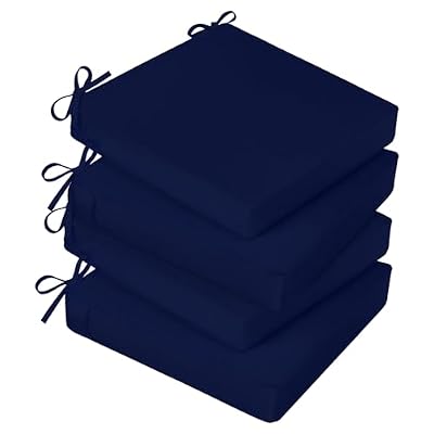 Basic Beyond Outdoor Chair Cushions for Patio Furniture, Waterproof Outdoor Seat Cushions Set of 4 19 x 19, Patio Chair Cushions Set of 4 with Ties and Handle, Navy Blue