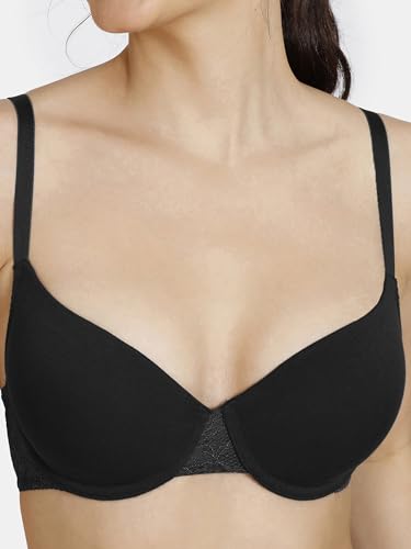 Image of Zivame Beautiful Basics Padded Wired Medium Coverage T-Shirt Bra, Anthracite