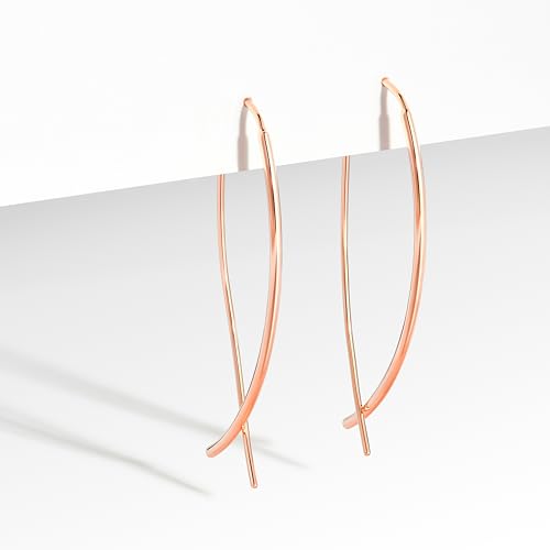 Image of Amazon Collection 14k Rose Gold Plated Sterling Silver Hard Wire Threader Earrings