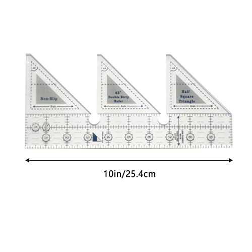 YYQQ Creative Lineal Grids Bliksemmeetinstrument, 45 graden, dubbele streepliniaal, antislip, vierkant, driehoeksnijgeleiding voor naaien, ringmaat meetgereedschap (D, één maat) - Image 3